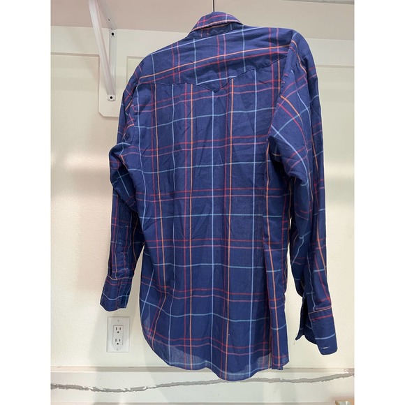 Panhandle Slim Men's Blue Plaid Colorful Button Down Size‎ 16 1/2 (35) - Picture 4 of 5